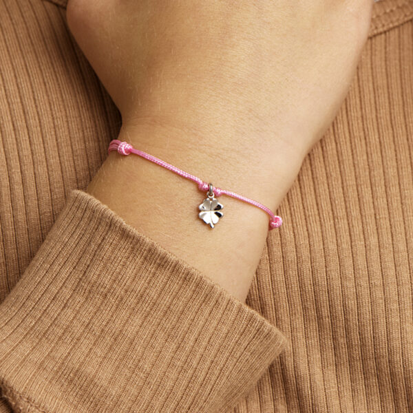 armband klaver zilver gerhodineerd met rubber/nylon/leer - Afbeelding 2