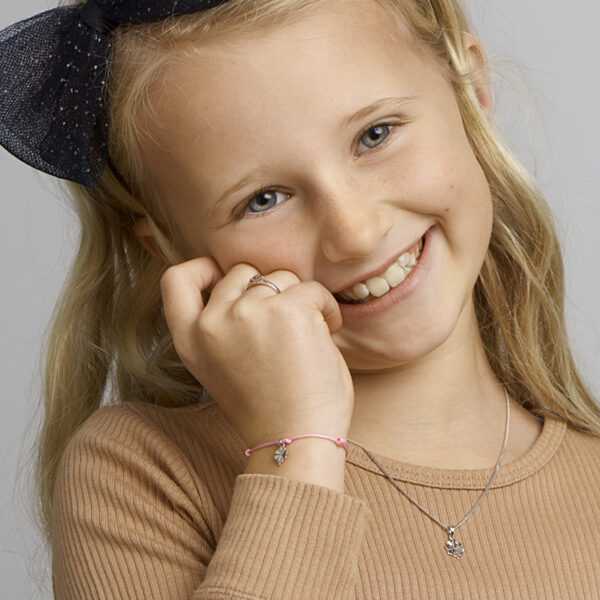 armband klaver zilver gerhodineerd met rubber/nylon/leer - Afbeelding 3