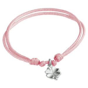 armband klaver zilver gerhodineerd met rubber/nylon/leer