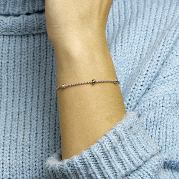 armband knopen 4,5 mm 16 + 3 cm zilver gerhodineerd - Afbeelding 2