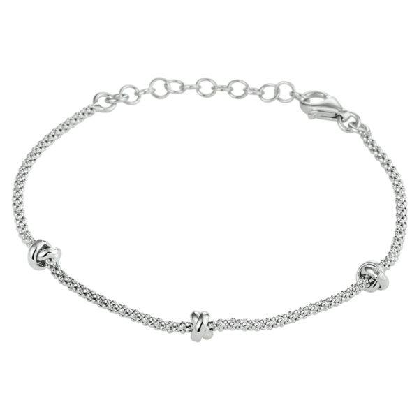 armband knopen 4,5 mm 16 + 3 cm zilver gerhodineerd