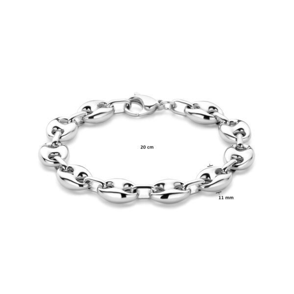 armband koffieboon 11 mm 20 cm zilver gerhodineerd - Afbeelding 3