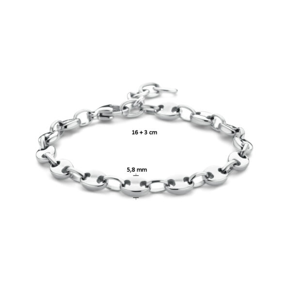 armband koffieboon 16 + 3 cm edelstaal - Afbeelding 3