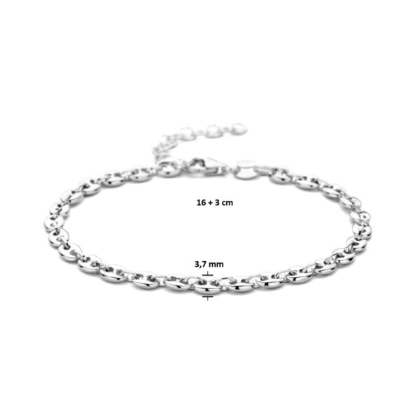 armband koffieboon 3,7 mm 16 + 3 cm zilver gerhodineerd - Afbeelding 3
