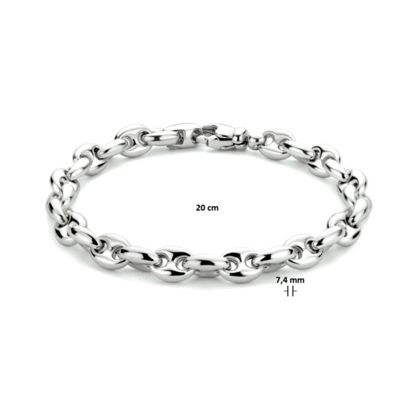 armband koffieboon 7,4 mm 20 cm zilver gerhodineerd - Afbeelding 3