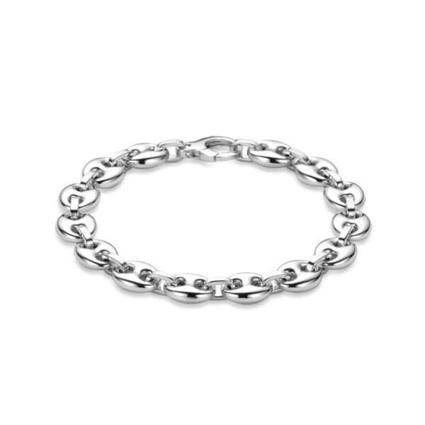 armband koffieboon 9,5 mm 20,5 cm zilver gerhodineerd