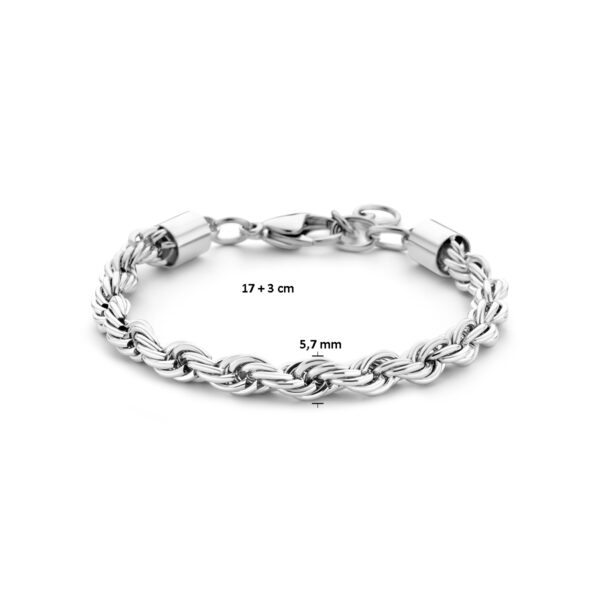 armband koord 5,7 mm 17 + 3 cm edelstaal - Afbeelding 3