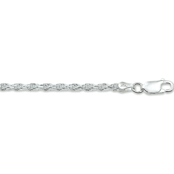 armband koord gediamanteerd 2,2 mm zilver gerhodineerd