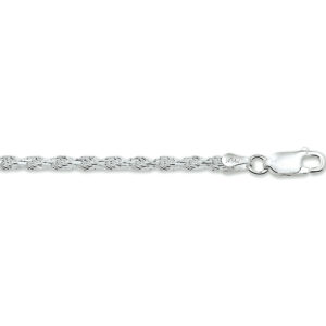 armband koord gediamanteerd 2,2 mm zilver gerhodineerd