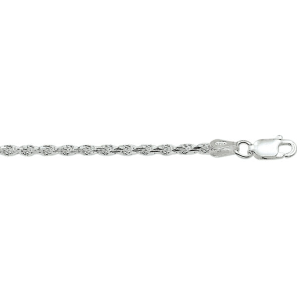 armband koord gediamanteerd 2,8 mm 19 cm zilver gerhodineerd