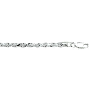 armband koord gediamanteerd 3,2 mm 19 cm zilver gerhodineerd