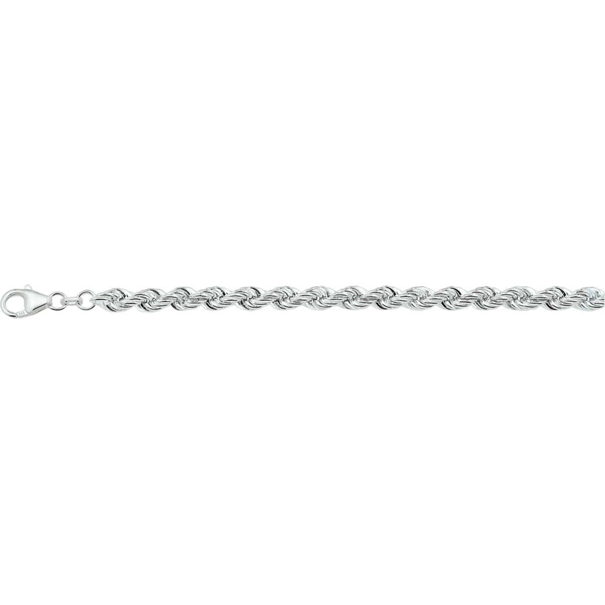 armband koord massief 5,5 mm 19 cm zilver gerhodineerd - Afbeelding 2
