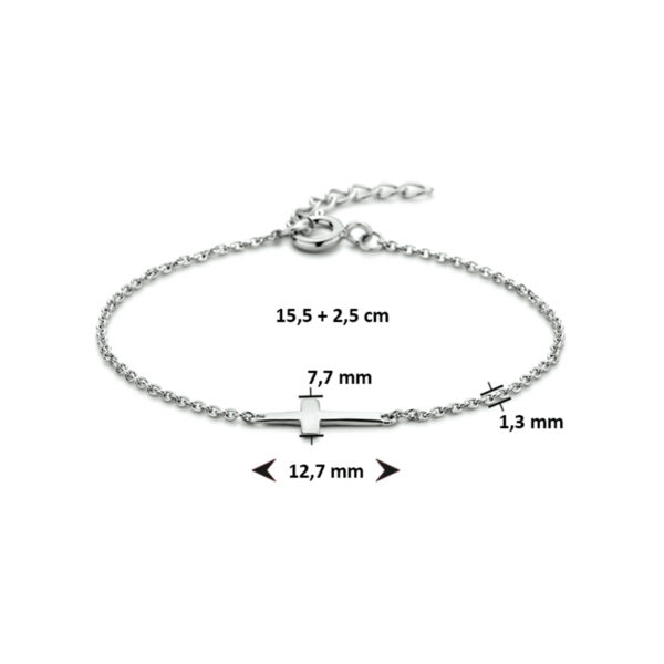 armband kruis 15,5 + 2,5 cm zilver gerhodineerd - Afbeelding 3