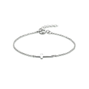 armband kruis 15,5 + 2,5 cm zilver gerhodineerd