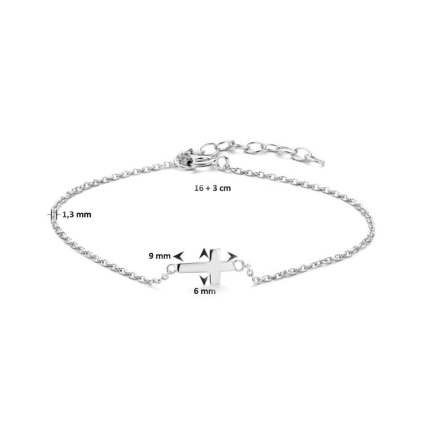 armband kruis 16 + 3 cm zilver gerhodineerd - Afbeelding 3