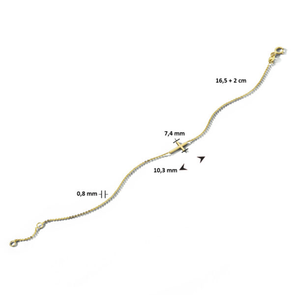 armband kruis 16,5 + 2 cm 14K geelgoud - Afbeelding 2