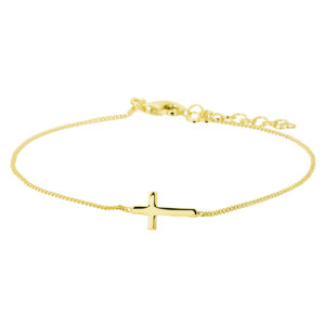 armband kruis 17 + 3 cm 3 micron zilver verguld (geel)