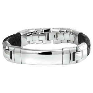 armband leder 14,5 mm 21 cm edelstaal