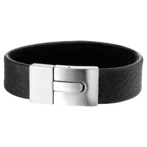 armband leder mat 15 mm 21 cm edelstaal