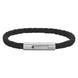 armband leder mat 6 mm 21 cm edelstaal