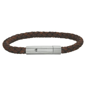 armband leder mat 6 mm 21 cm edelstaal