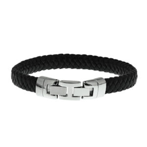 armband leer 10 mm 22,5 cm edelstaal