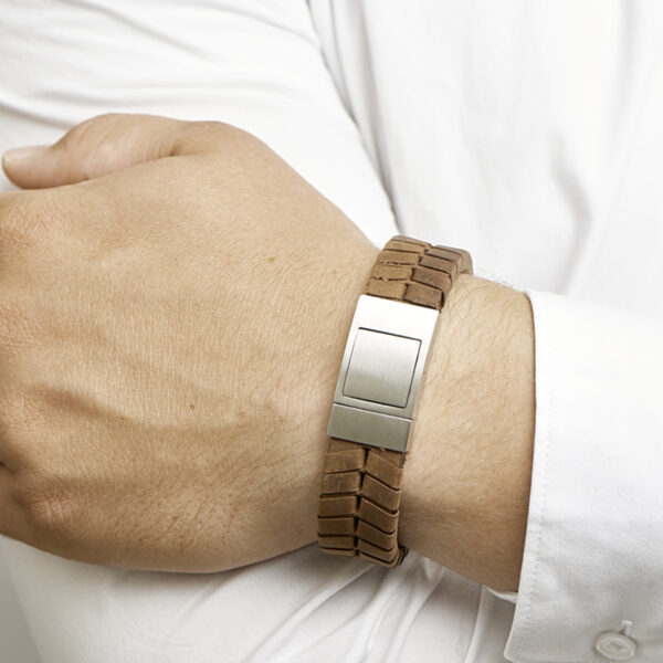 armband leer 18 mm 21 cm edelstaal - Afbeelding 2