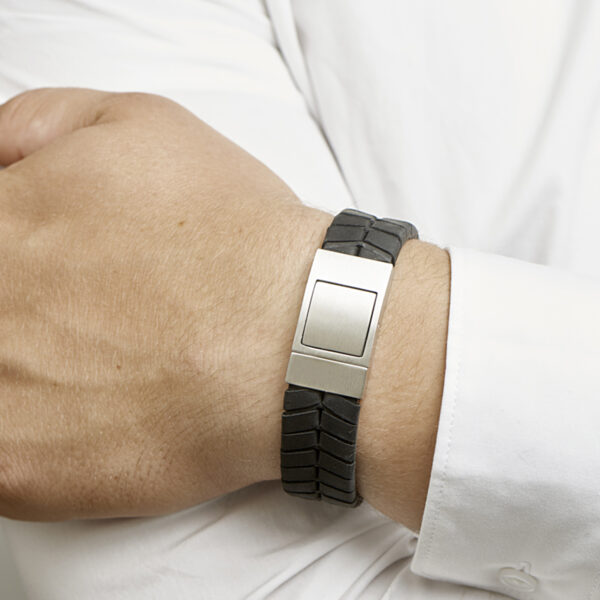 armband leer 18 mm 21 cm edelstaal - Afbeelding 2