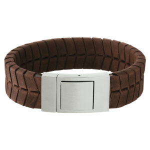 armband leer 18 mm 21 cm edelstaal