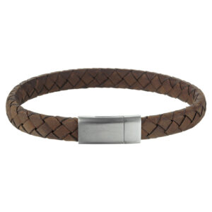 armband leer 8 mm 21 cm edelstaal