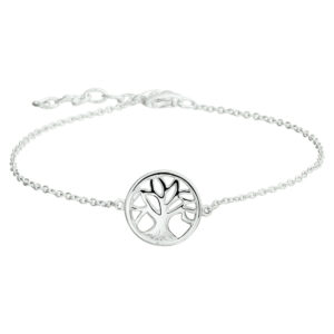 armband levensboom 15,5 + 2,5 cm zilver gerhodineerd