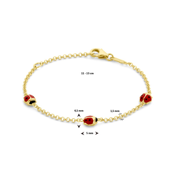 armband lieveheersbeestje 11 - 13 cm 14K geelgoud - Afbeelding 3