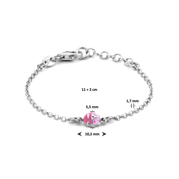 armband lieveheersbeestje 11 + 2 cm zilver gerhodineerd - Afbeelding 3