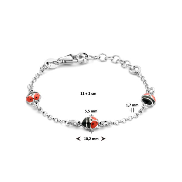 armband lieveheersbeestje 11 + 2 cm zilver gerhodineerd - Afbeelding 3
