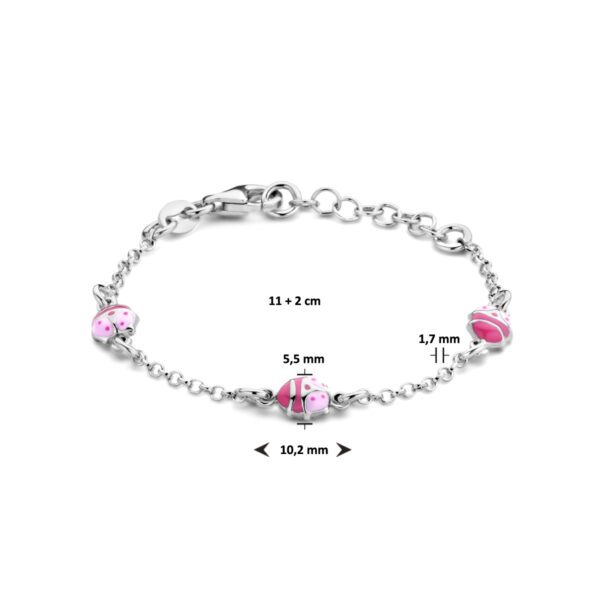 armband lieveheersbeestje 11 + 2 cm zilver gerhodineerd - Afbeelding 3
