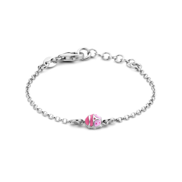 armband lieveheersbeestje 11 + 2 cm zilver gerhodineerd