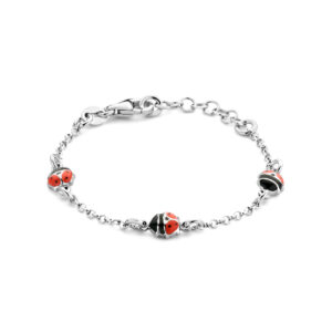 armband lieveheersbeestje 11 + 2 cm zilver gerhodineerd
