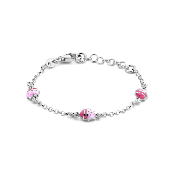 armband lieveheersbeestje 11 + 2 cm zilver gerhodineerd