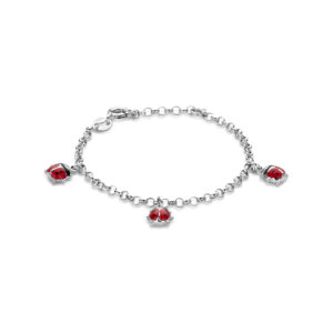 armband lieveheersbeestjes 13 + 3 cm zilver gerhodineerd