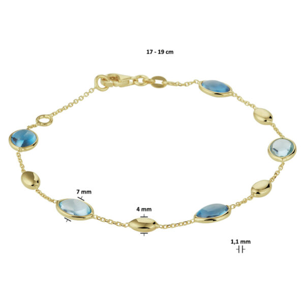 armband london blue en blauw topaas 17 - 19 cm 14K geelgoud - Afbeelding 3