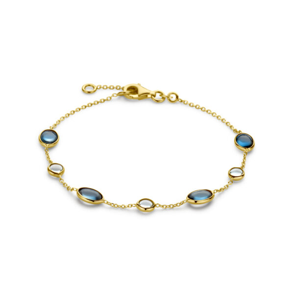 armband london blue en blauw topaas 17 - 19 cm 14K geelgoud