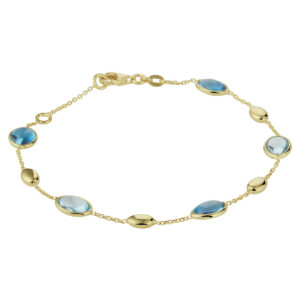 armband london blue en blauw topaas 17 - 19 cm 14K geelgoud