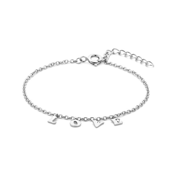 armband love 16 + 3 cm zilver gerhodineerd