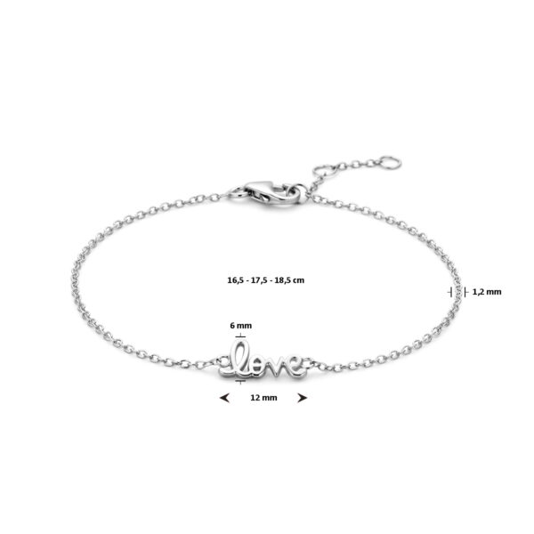 armband love 16,5 - 17,5 - 18,5 cm zilver gerhodineerd - Afbeelding 3