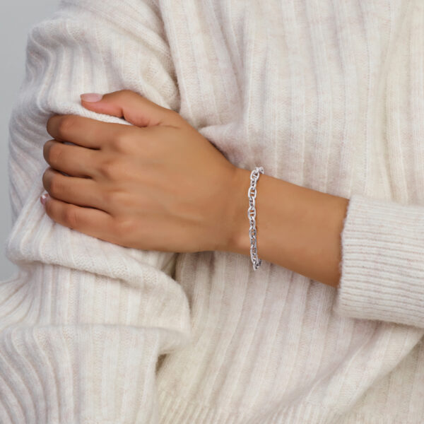 armband marine 7,1 mm 19 cm met groot springslot zilver gerhodineerd - Afbeelding 3