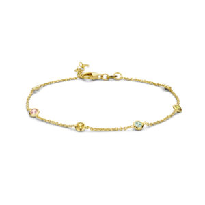 armband meerdere kleuren zirkonia 18 + 2 cm 3 micron zilver verguld (geel)