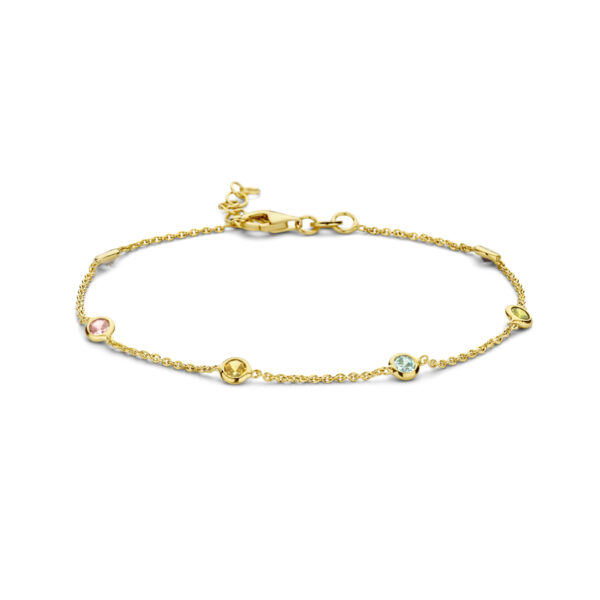 armband meerdere kleuren zirkonia 18 + 2 cm 3 micron zilver verguld (geel)