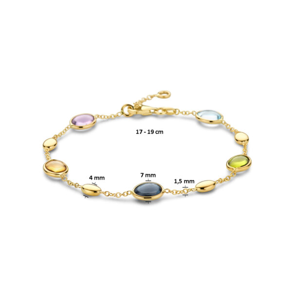 armband natuurlijke kleurstenen 17 – 19 cm 14K geelgoud - Afbeelding 3