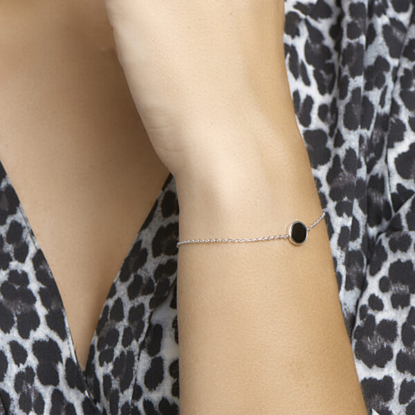 armband onyx 17 + 2 cm zilver gerhodineerd - Afbeelding 2