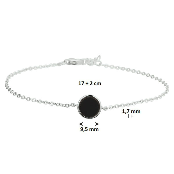 armband onyx 17 + 2 cm zilver gerhodineerd - Afbeelding 4